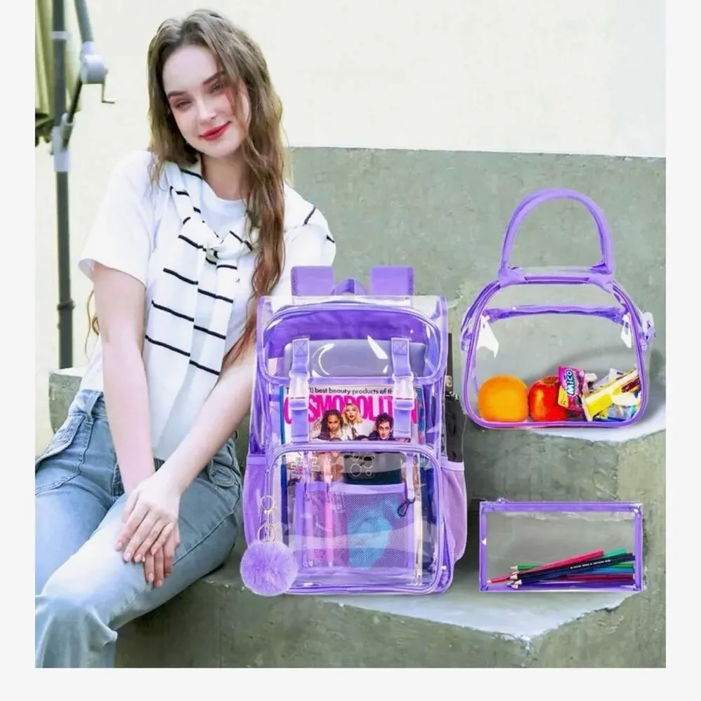 Purple Transparent Backpack and Bag Set - Picture 4 of 10